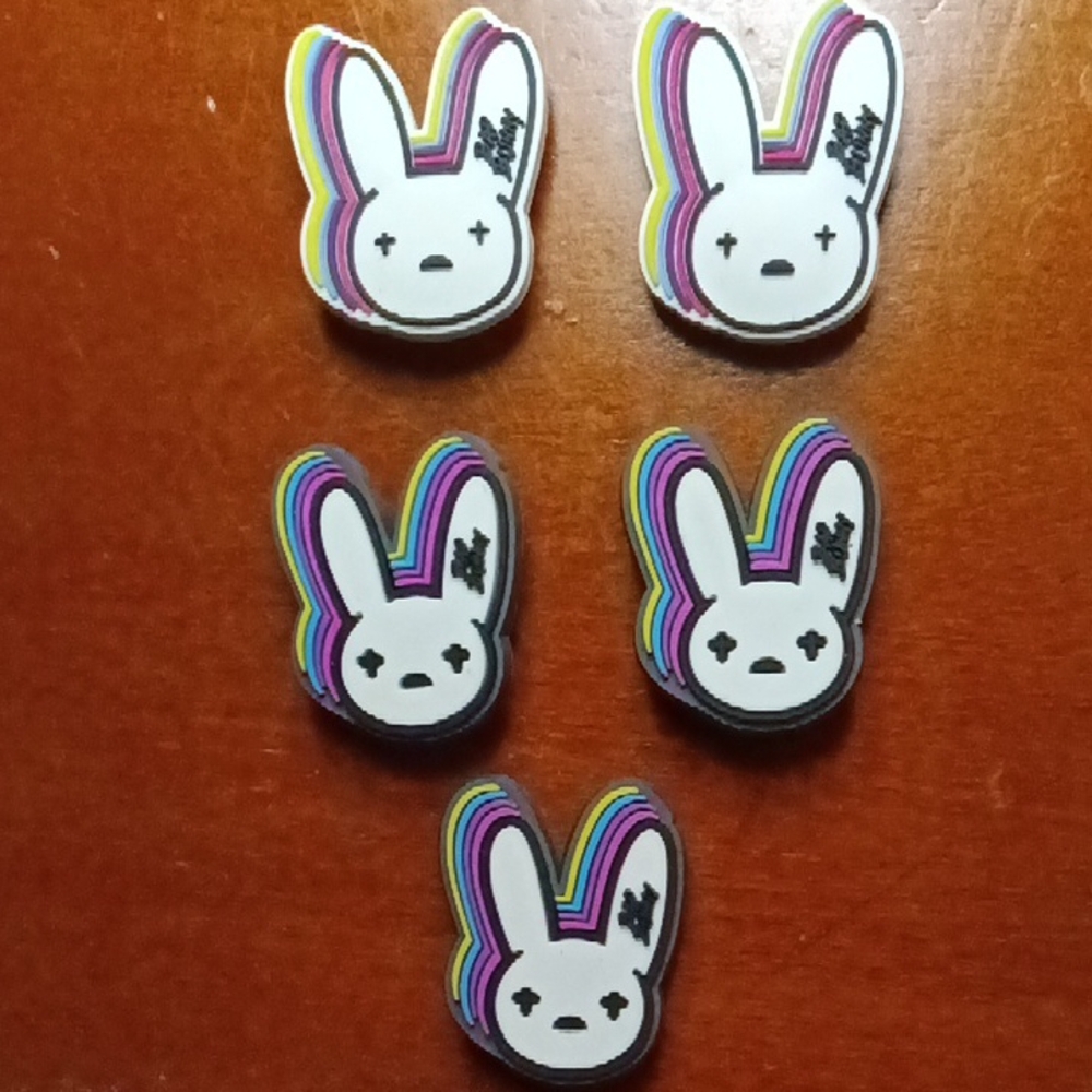 Rainbow-Eared Bunny Jibbitz White Multicolor